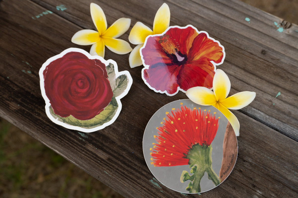 Hibiscus Flower Sticker — Watercolor Art