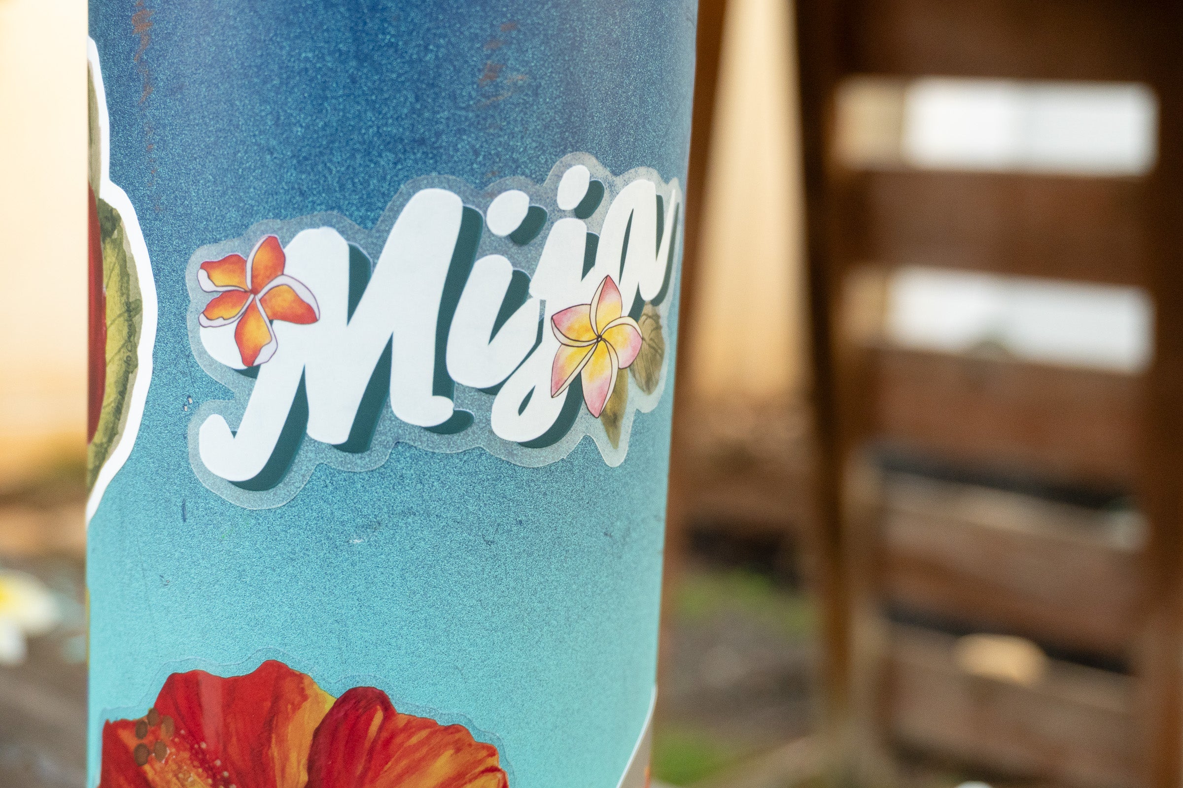 Mija Vinyl Sticker – Plumeria Design | Latina Heritage Art