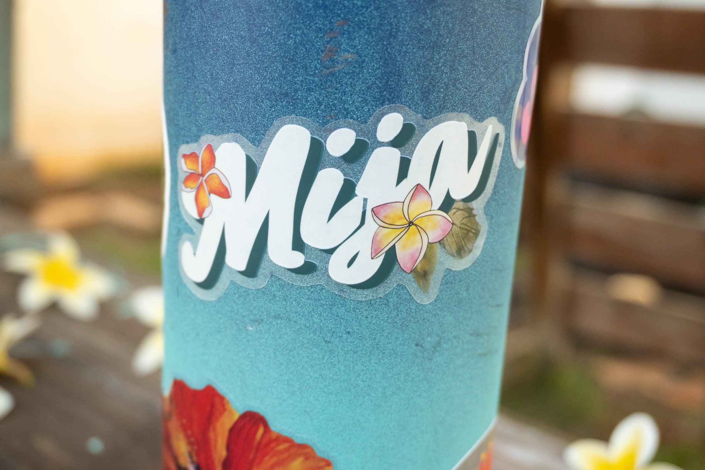 Mija Vinyl Sticker – Plumeria Design | Latina Heritage Art